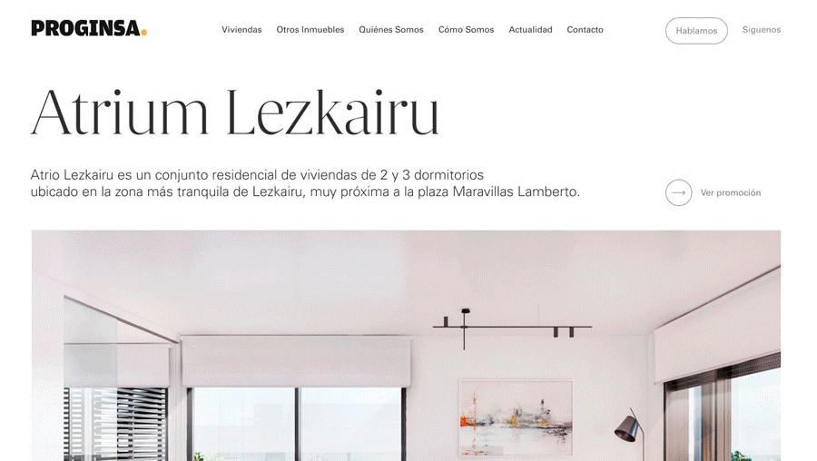 Captura de la web de Proginsa